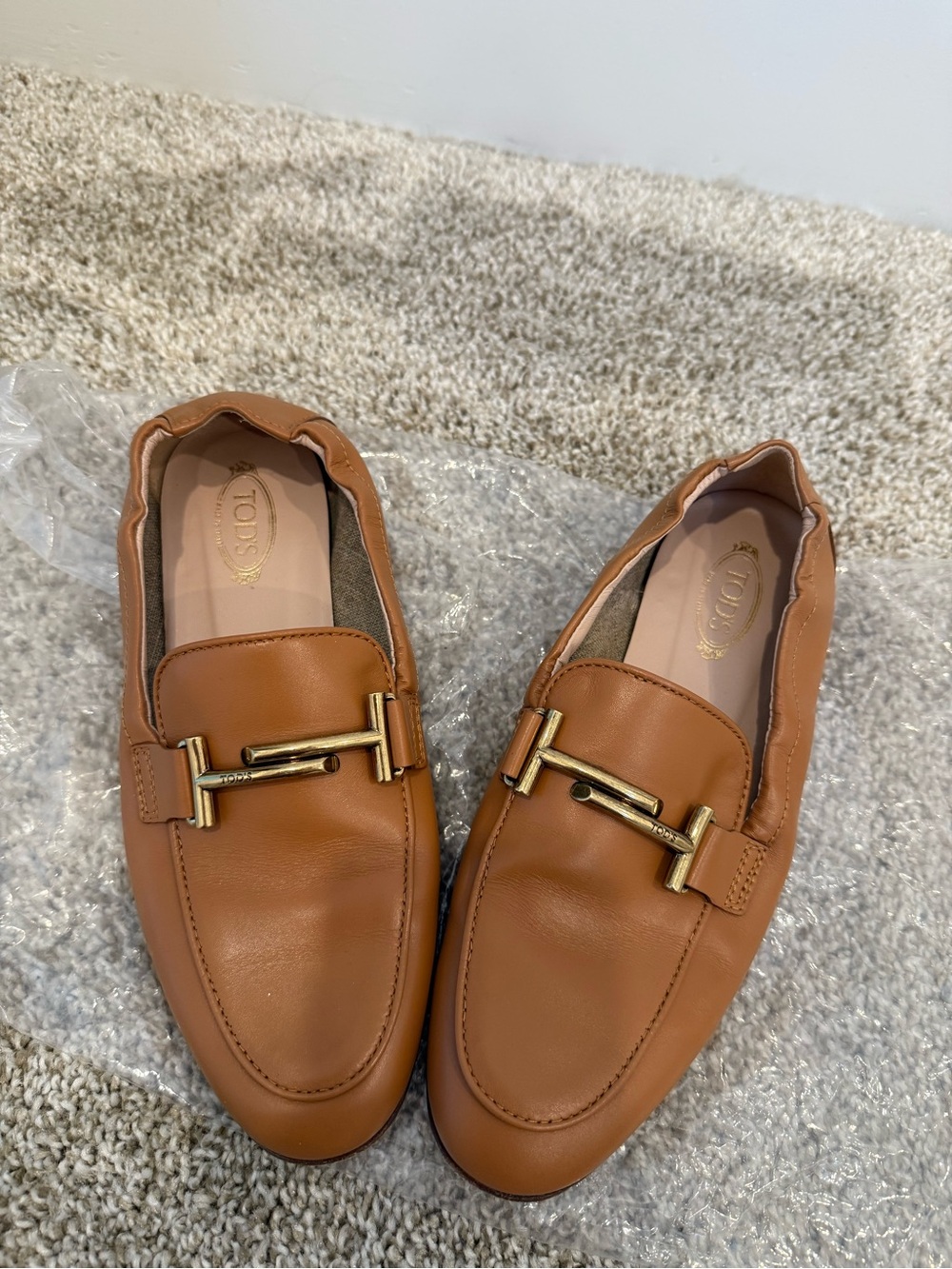 Tod's Cognac Leather Bit Loafers for women